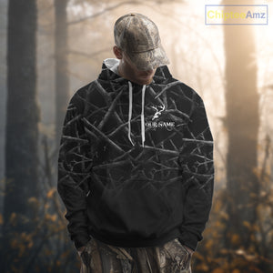 Best Deer Hunting Shirt Black Camo Customize Name 3D All Over Printed Shirts, Hunting Gift NHT82