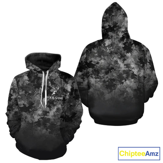 Best Deer Hunting Shirt Black Camouflage Custom Name 3D All Over Printed Shirts Hunting Gift NHT83