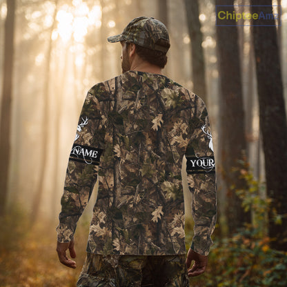 Deer Hunting Full Forest Camo 3D Printing Custom Name Shirts, Whitetail Deer Hunting Shirts NHT189