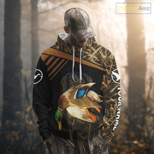 Load image into Gallery viewer, Black Mallard Duck Hunting Shirt With Black Lab Dog, Personalized Hunting Clothes NHT193