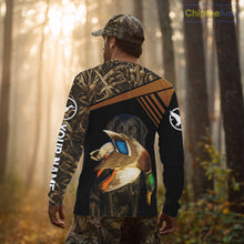 Load image into Gallery viewer, Black Mallard Duck Hunting Shirt With Black Lab Dog, Personalized Hunting Clothes NHT193