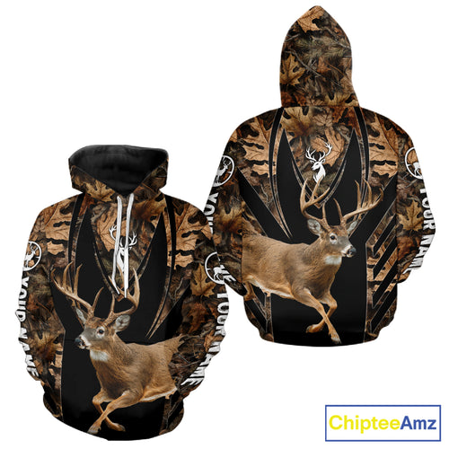 Whitetail Deer Jumping 3D All Over Print Shirts, Personalized Hunting Gifts For Deer Hunters NHT194