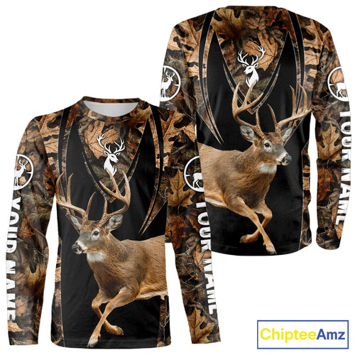 Whitetail Deer Jumping 3D All Over Print Shirts, Personalized Hunting Gifts For Deer Hunters NHT194
