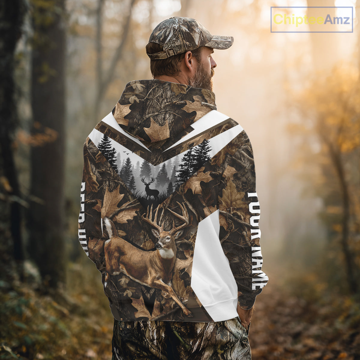 Whitetail Deer Hunting Custom Name Camo Shirt, Deer Hunting Shirt NHT332