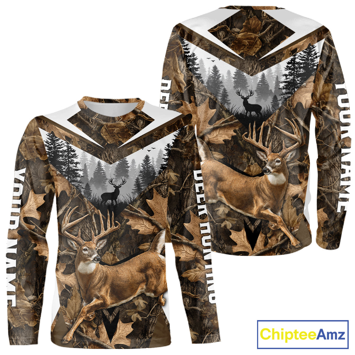 Whitetail Deer Hunting Custom Name Camo Shirt, Deer Hunting Shirt NHT332