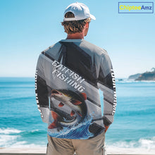 Load image into Gallery viewer, Gray Camo Custom Catfish Fishing Shirts Long Sleeve, Catfish Fishing Jerseys For Men NHT445