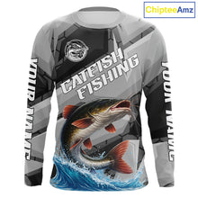 Load image into Gallery viewer, Gray Camo Custom Catfish Fishing Shirts Long Sleeve, Catfish Fishing Jerseys For Men NHT445