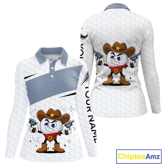 Funny Womens Golf Polo Shirts Custom Cowboy Golf Ball Golf Outfits, Best Golf Gifts NHT860