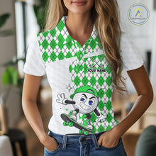 Load image into Gallery viewer, Womens Golf Polo Shirt Argyle Pattern Golf Shirts For Womens Funny Golf Ball Shirt Gifts|Green NHT863