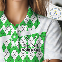 Load image into Gallery viewer, Womens Golf Polo Shirt Argyle Pattern Golf Shirts For Womens Funny Golf Ball Shirt Gifts|Green NHT863