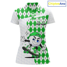 Load image into Gallery viewer, Womens Golf Polo Shirt Argyle Pattern Golf Shirts For Womens Funny Golf Ball Shirt Gifts|Green NHT863