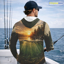 Load image into Gallery viewer, Personalized Bass Hooded Fishing Shirt – Angler Sunset Lake Design, Outdoor Fishing Apparel Gift For Dad NHT866