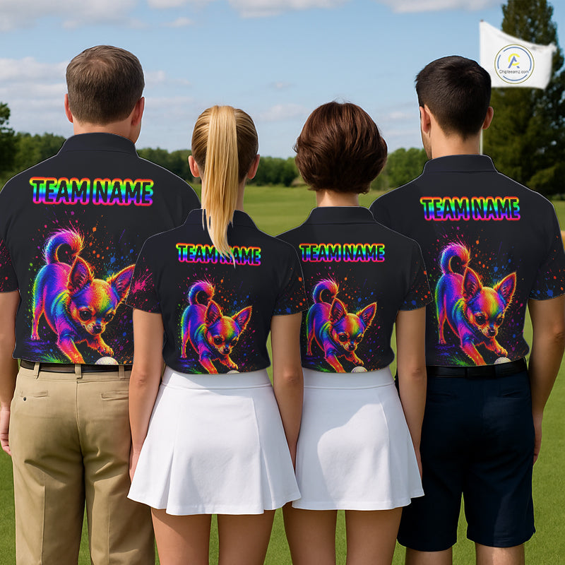 Personalized Chihuahua Playing Golf Button Down Shirt - Custom Dog Lover Team Jersey NHT1012