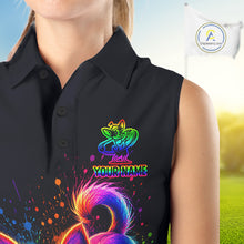 Load image into Gallery viewer, Personalized Womens Sleeveless Chihuahua Playing Golf Button Down Shirt - Custom Dog Lover Team Jersey
