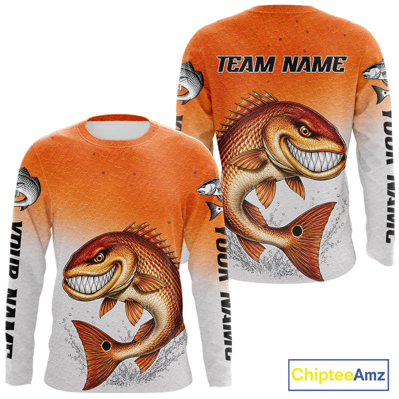 Angry Redfish Fishing Shirts Long Sleeve For Men, Upf Long Sleeve UV Sun Protection Fishing Shirt NHT1310