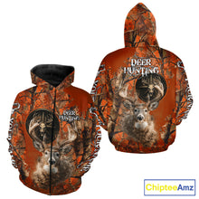 Load image into Gallery viewer, Deer Hunting Shirt Compass Design Orange Camo Custom Name Head Deer Hunting Clothes NHT282
