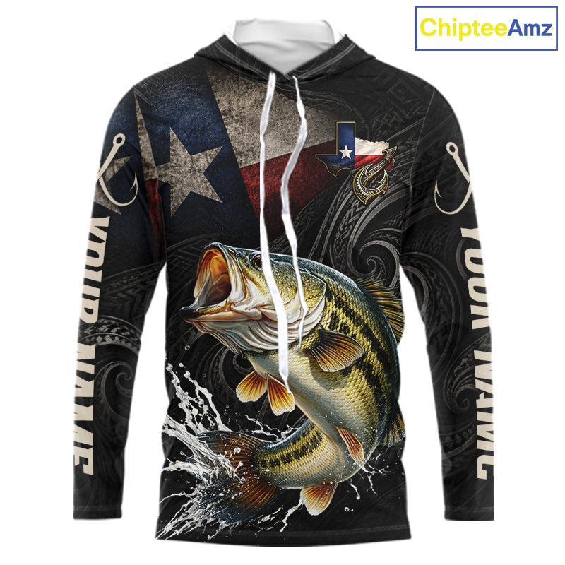 Personalized Texas Largemouth Bass Hooded Fishing Shirt – Custom Name Angler Apparel For Fishermen