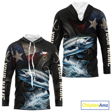 Load image into Gallery viewer, Personalized Texas Chinook Salmon Hooded Fishing Shirt – Custom Name Angler Apparel For Fishermen