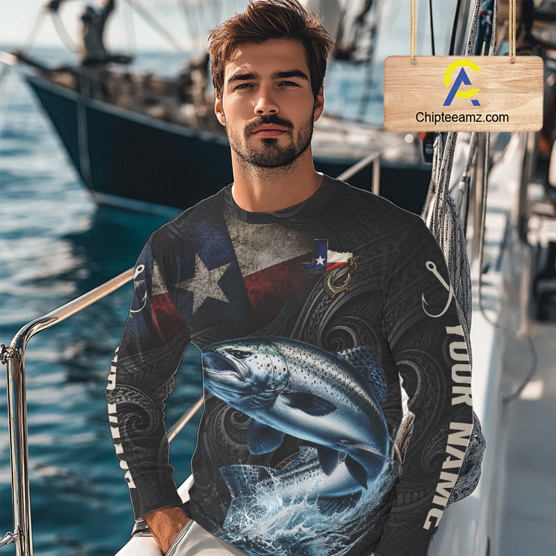Personalized Texas Chinook Salmon Fishing Shirt – Custom Name Angler Apparel For Fishermen