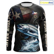 Load image into Gallery viewer, Personalized Texas Chinook Salmon Fishing Shirt – Custom Name Angler Apparel For Fishermen