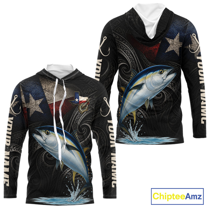 Personalized Texas Tuna Hooded Fishing Shirt – Custom Name Angler Apparel For Fishermen