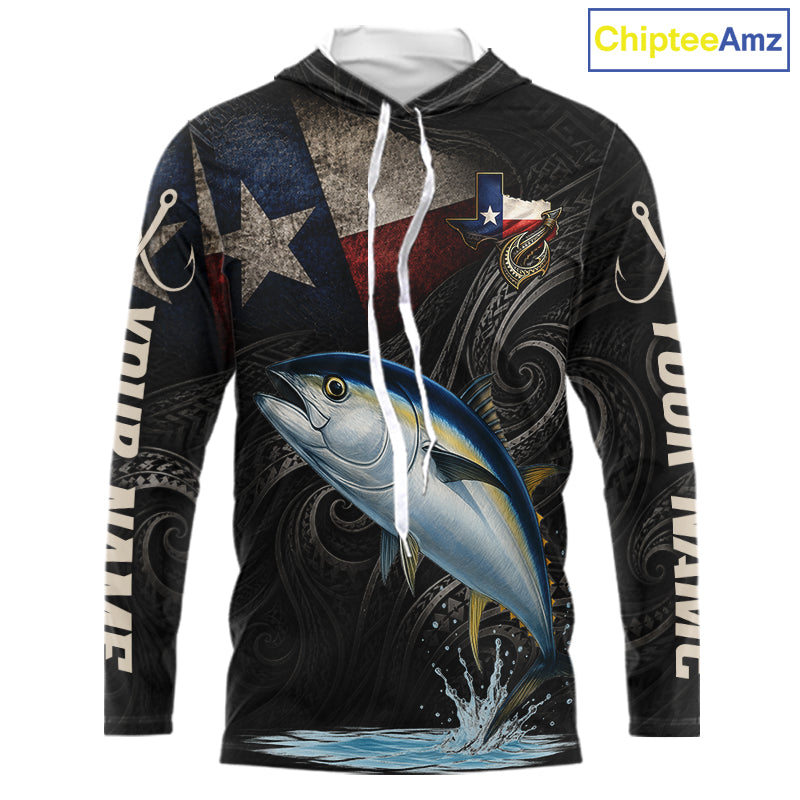 Personalized Texas Tuna Hooded Fishing Shirt – Custom Name Angler Apparel For Fishermen