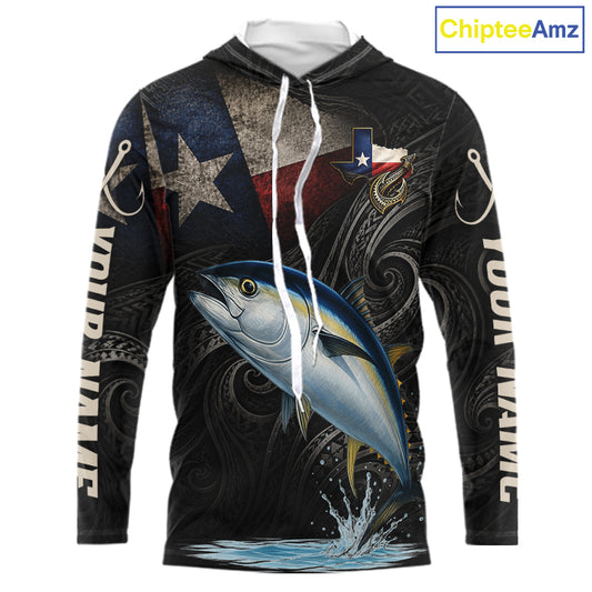 Personalized Texas Tuna Hooded Fishing Shirt – Custom Name Angler Apparel For Fishermen
