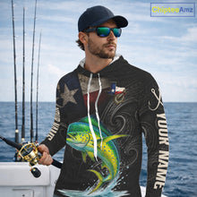 Load image into Gallery viewer, Personalized Texas Mahi Mahi Hooded Fishing Shirt – Custom Name Angler Apparel For Fishermen