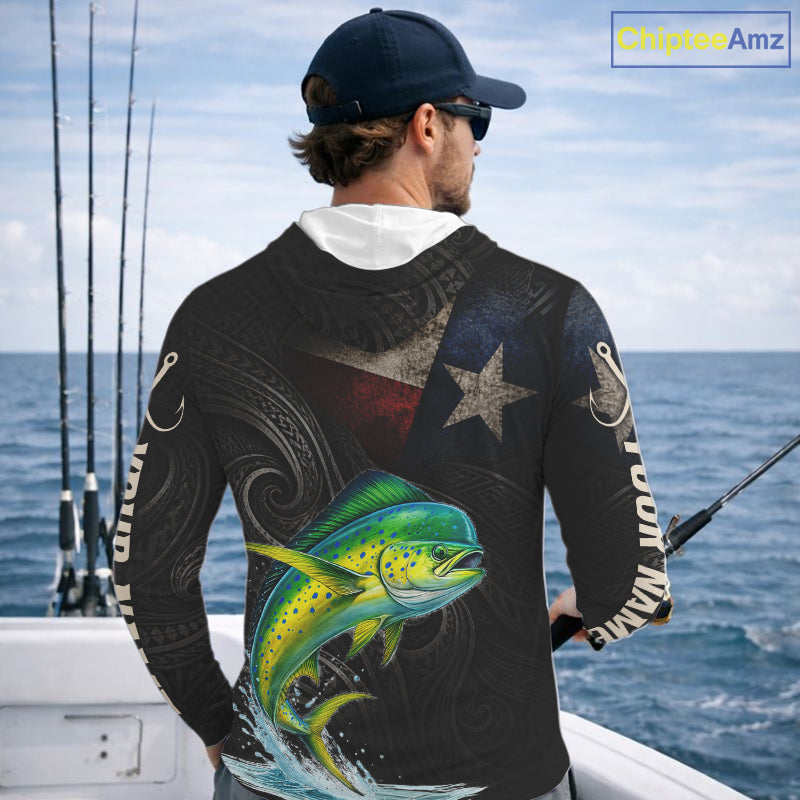 Personalized Texas Mahi Mahi Hooded Fishing Shirt – Custom Name Angler Apparel For Fishermen