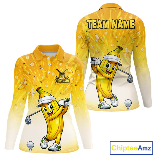 Yellow long-sleeve shirt with cartoon banana character and 'Team Name' text on a white background