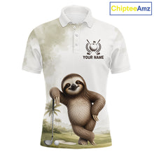 Load image into Gallery viewer, Custom Sloth Golf Polo Shirt - Funny Personalized Sloth Golf Apparel Short &amp; Long Sleeve Polo 