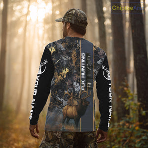 Best Elk Hunting Camouflage Shirts for Elk Hunters, Personalized Hunting Shirts, Hunting Gifts NHT100