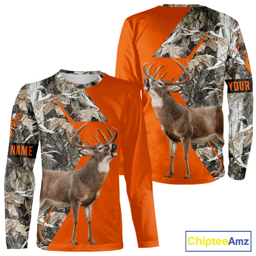 Deer Hunting Orange Camo 3D Winter Forest Full Printing Custom Name Shirts Hunting Gifts NHT200