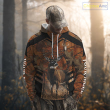 Load image into Gallery viewer, Whitetail Deer Hunting Shirt Orange Camo Custom Name, Deer Hunting Clothes NHT285