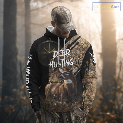 Custom Deer Hunting Shirt with Compass Design, Best for Hunting Season NHT287