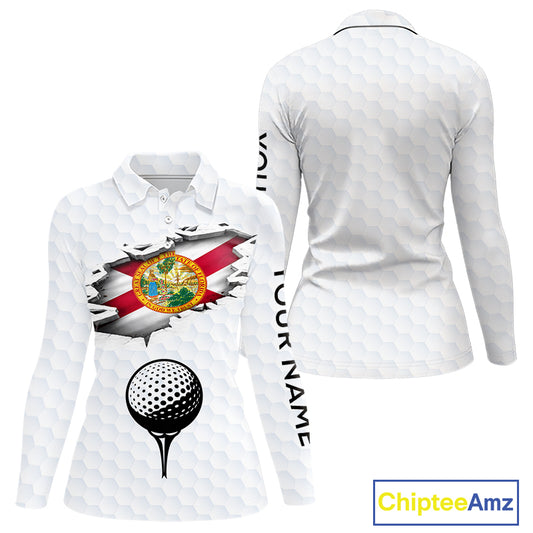 Florida Flag Personalized Golf Pattern Ball Polo Shirts Patriotic Golf Shirts For Womens NHT675