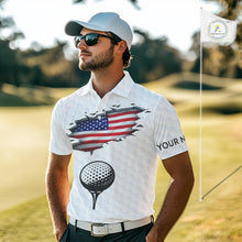 Load image into Gallery viewer, American Flag Personalized Golf Pattern Ball Polo Shirts Patriotic Golf Shirts For Mens NHT676