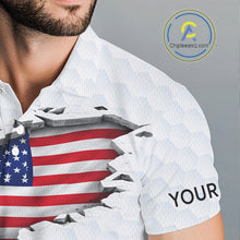Load image into Gallery viewer, American Flag Personalized Golf Pattern Ball Polo Shirts Patriotic Golf Shirts For Mens NHT676