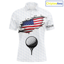 Load image into Gallery viewer, American Flag Personalized Golf Pattern Ball Polo Shirts Patriotic Golf Shirts For Mens NHT676
