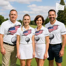 Load image into Gallery viewer, American Flag Personalized Golf Pattern Ball Polo Shirts Patriotic Golf Shirts For Mens NHT676