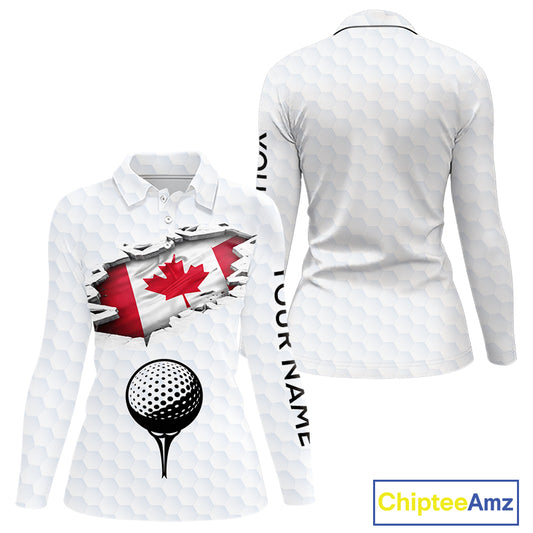 Canada Flag Personalized Golf Pattern Ball Polo Shirts Patriotic Golf Shirts For Womens NHT677