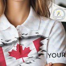Load image into Gallery viewer, Canada Flag Personalized Golf Pattern Ball Polo Shirts Patriotic Golf Shirts For Womens NHT677