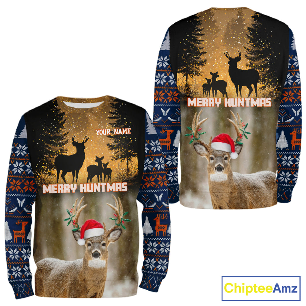 Personalized Huntmas Deer Hunting Shirt, Merry Huntmas Deer hunting Christmas Gifts NHT289
