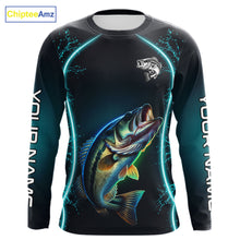 Load image into Gallery viewer, Personalized Neon Bass Fishing Shirt, Largemouth Bass Long Sleeve Performance Apparel 