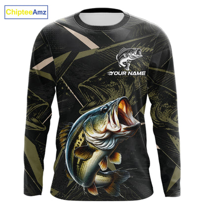 Personalized Bass Fishing Jersey, Custom Name Long Sleeve Fishing Shirt For Men 