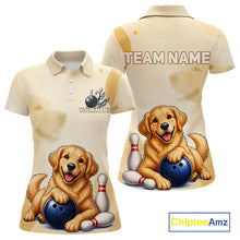 Load image into Gallery viewer, Women's Golden Retriever bowling shirt – personalized team jersey close-up