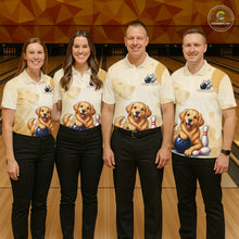 Load image into Gallery viewer, Custom Name Team Bowling Jersey, Women's Golden Retriever Bowling Polo Shirt &amp; Quarter Zip NHT1203