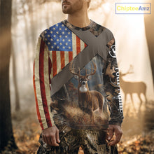 Load image into Gallery viewer, American Flag Deer Hunting Hoodie For Men – 3D Whitetail Buck Camo NHT336