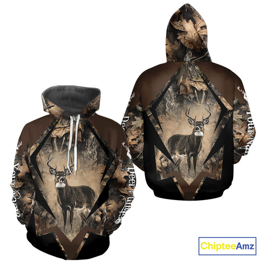 Whitetail Deer Hunting 3D All Over Printed Hoodie, Long Sleeve Hunting Shirt For Men NHT339