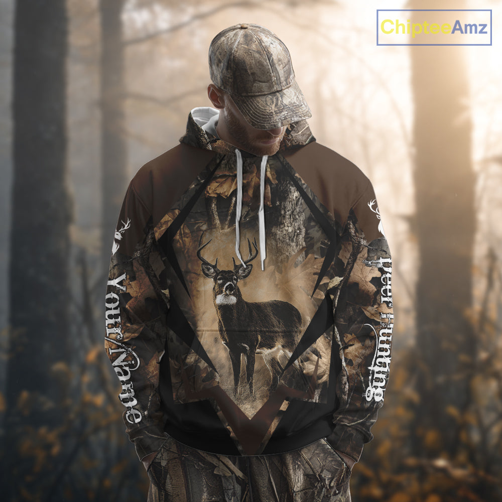 Whitetail Deer Hunting 3D All Over Printed Hoodie, Long Sleeve Hunting Shirt For Men NHT339